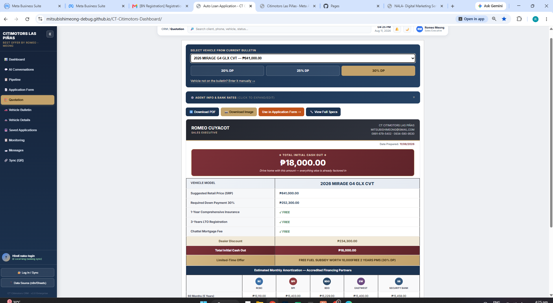 CRM quotation tool